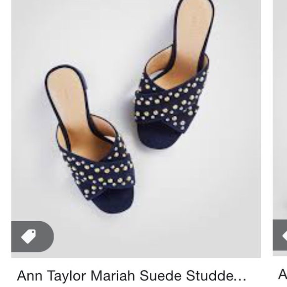 NIB • ANN TAYLOR Mariah Suede Open Toe Stud Mule - Picture 3 of 13